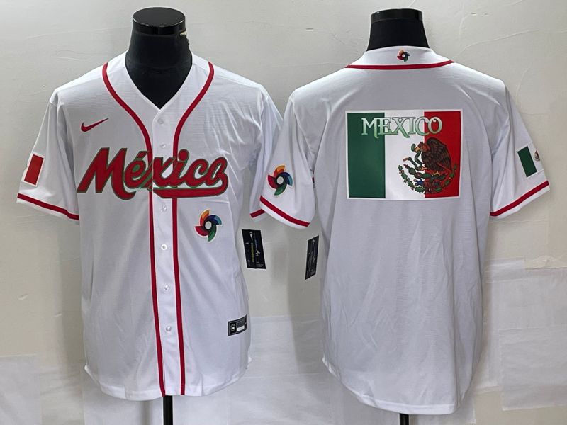 Men 2023 World Cub Mexico Blank White Nike MLB Jersey11->more jerseys->MLB Jersey